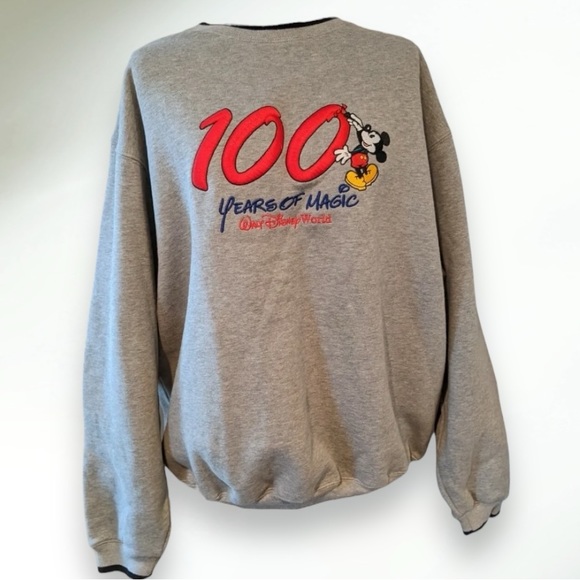 Disney Tops - Vintage Disney 100 Years of Magic Gray  Embroidered Sweatshirt Size M